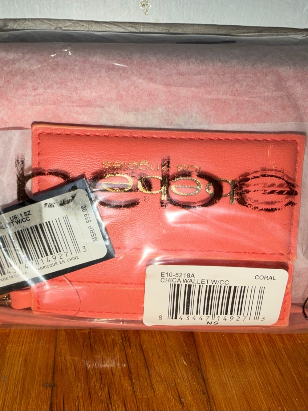 Coach Coral Chica Card Wallet with Gold Logo